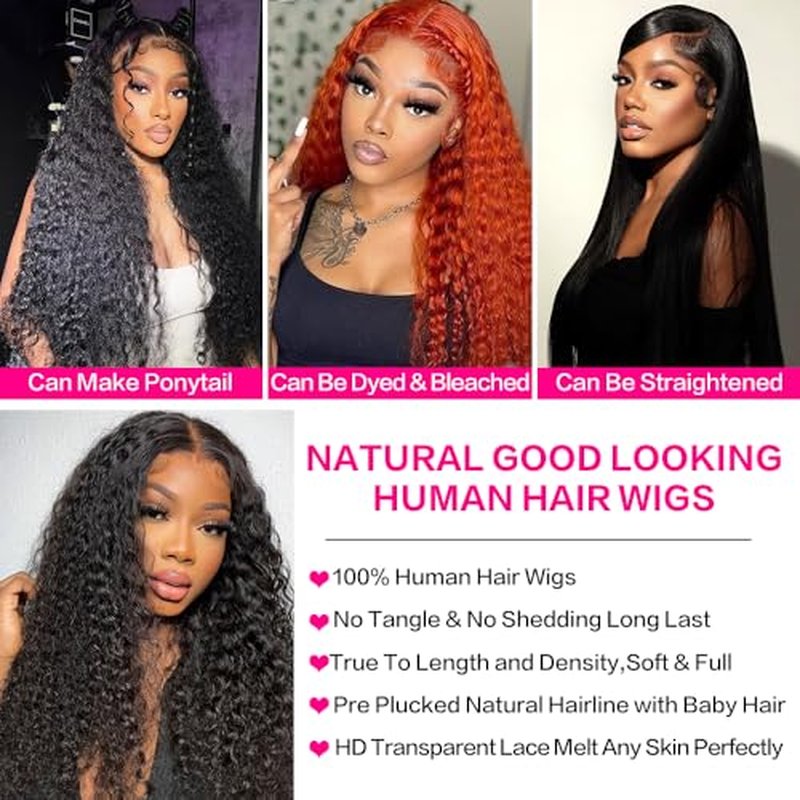 13x6 Deep Wave Lace Front Wig - 30" Human Hair, 200 Density