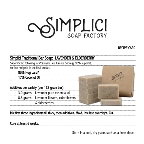 Simplici Lavender Garden Natural Soap (exfoliating + pure essential oils) 6 Bar Value Bag. Palm Free.