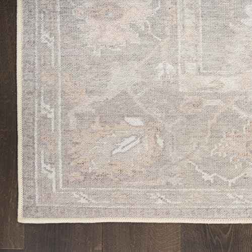 Nourison Home Vintage Washables Grey 2'2" x 8' Area Rug - Easy Clean, Non Shedding, Bed Room, Living Room, Dining Room, Kitchen (8' Runner)