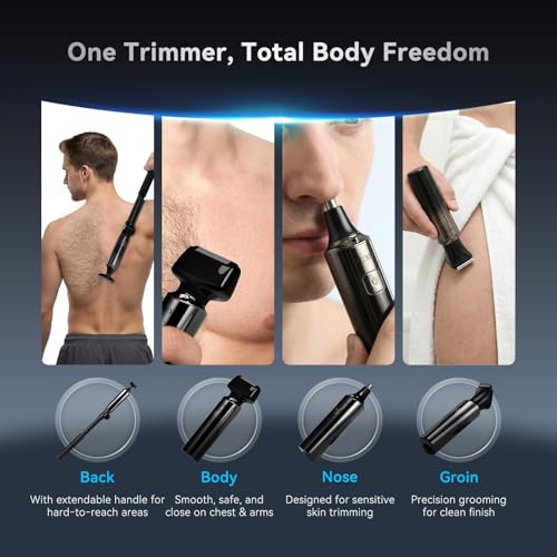 WUXO Electric Back Shaver & Groin Hair Trimmer with LED Display