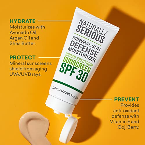 Naturally Serious | Mineral Sun Defense Moisturizer Broad Spectrum Sunscreen SPF 30, Mineral Sunscreen SPF 30, Sunscreen Moisturizer For Face, Vegan Skincare, Cruelty-Free Skincare