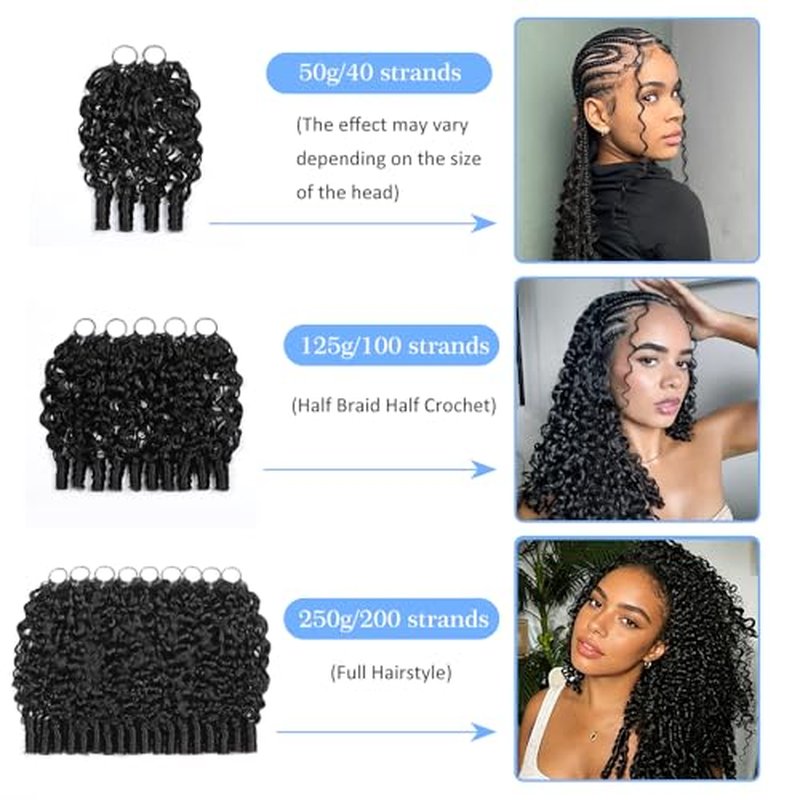 20 Inch Burmese Curly Crochet Hair - 250g Pre-Separated Natural Black