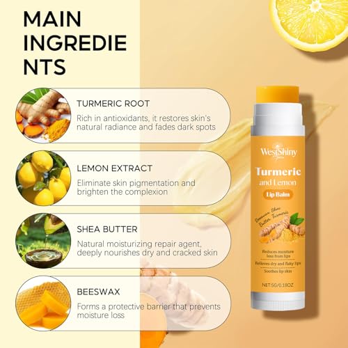 Lemon Turmeric Lip Balm for Dark Lips - 2pcs Moisturizing Treatment