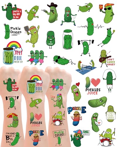 YanZonic 138 Pc Pickle Temporary Tattoos & Stickers