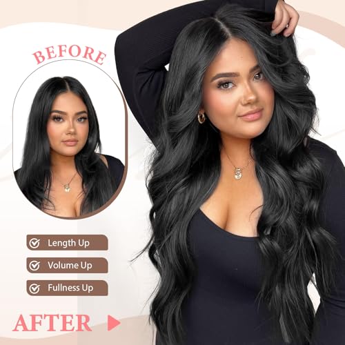 Fliace Clip in Hair Extensions 24" 6 Piece Wavy Black