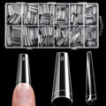 Clear Half Cover Coffin Nail Tips - 600 PCS Acrylic False Nails with Box