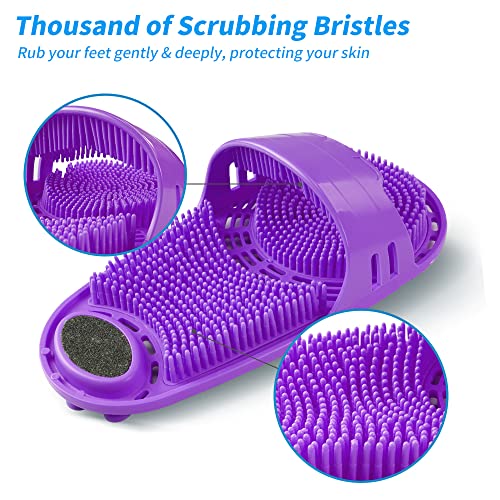 Silicone Shower Foot Scrubber Personal Foot Massage and Cleaning with Soft Silicone Bristles and Non-Slip Suction Cups, Foot Scrubbers for Use in Shower Men and Women (1PCS Purple)