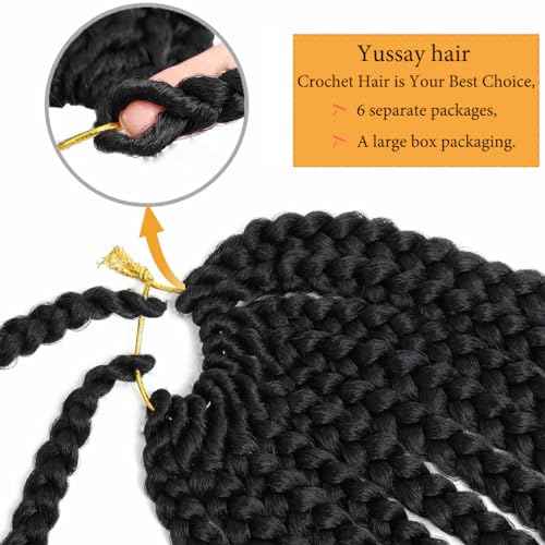 Crochet Box Braids 6 Packs 144 Strands 22 Inch Goddess Box Braids Crochet Hair Pre looped Crochet Hair Crochet Braids for Black Women Braiding Hair (1B)