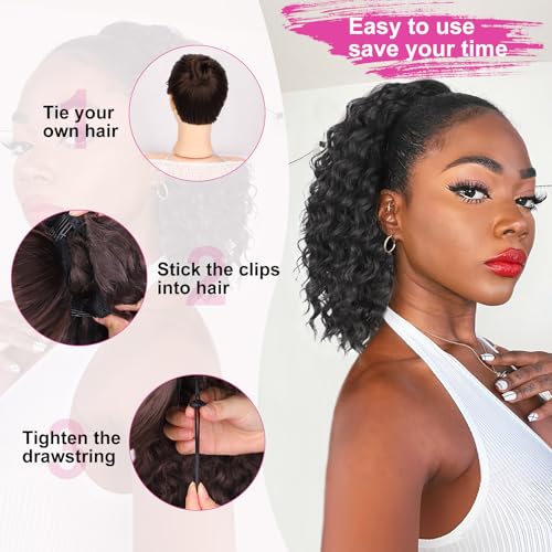 14 Inch Black Curly Ponytail Extension Clip In