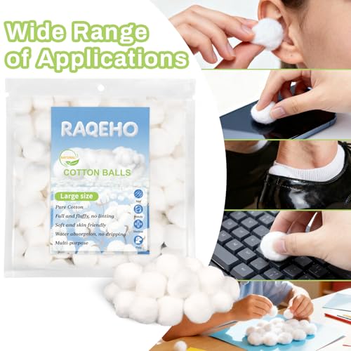 200 Large Organic Cotton Balls for Nail Polish Removal & Makeup