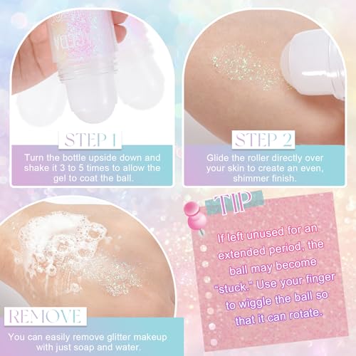 DAGEDA Roll-On Body Glitter - Holographic Pink Shimmer