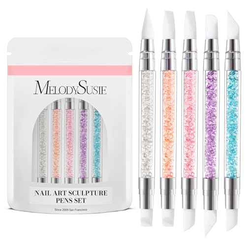 MelodySusie 5 Pcs Nail Art Sculpture Pen Acrylic Dual Tipped Brushes for Resin Nail Art Tools for Design Foil Carving Drawing Effect Shaping