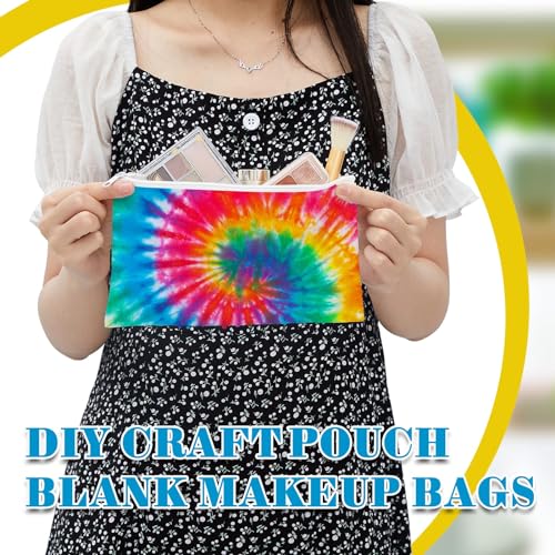 Sanwuta 20 Pcs Cotton Makeup Bags for Tie Dying Items Things to Tie Dye Blank Pure Cotton Pencil Case Cosmetic Bags for Large Groups Dye Party Project(12.5X 7'')
