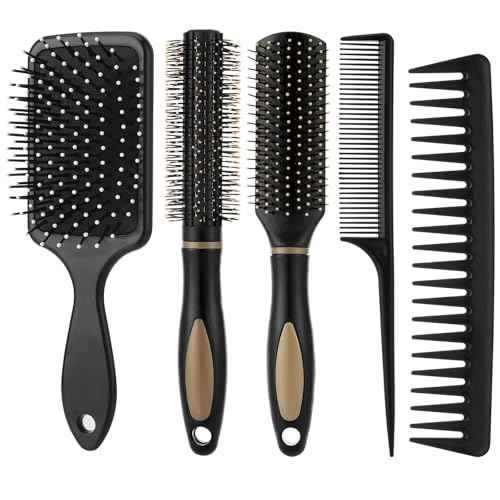 5Pcs Hair Brushes for Women Hair Comb Set Detangler Brush for Men and Women Wet, Dry, Curly and Straight Hair