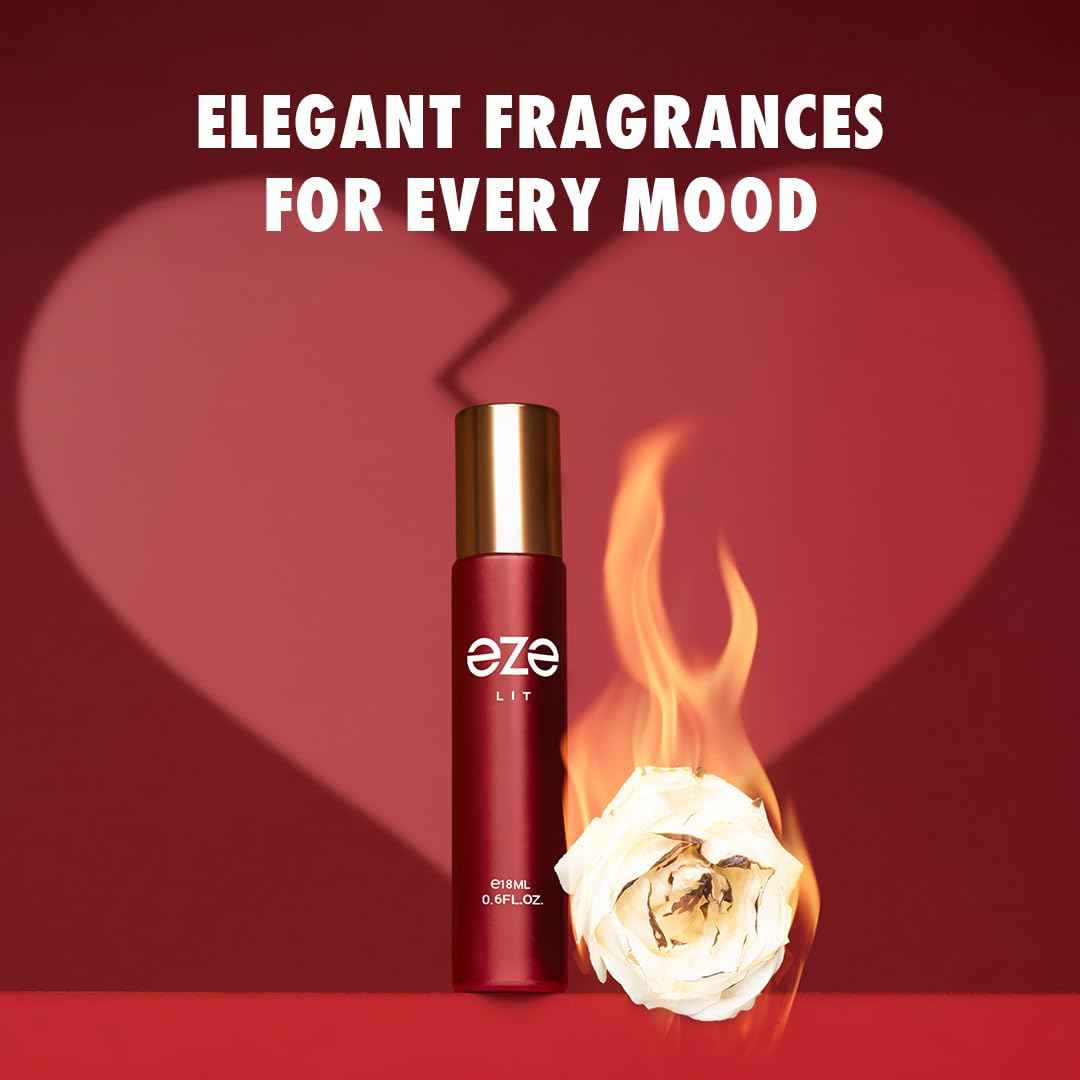 Eze Elevate LIT Eau de Parfum for Women 18ML | Long-Lasting Luxury Perfume | Raspberry & Sour Cherry Scent | Floral Jasmine & Violet | Warm Musk, Vanilla & Cashmeran Base | Premium Fragrance | EDP