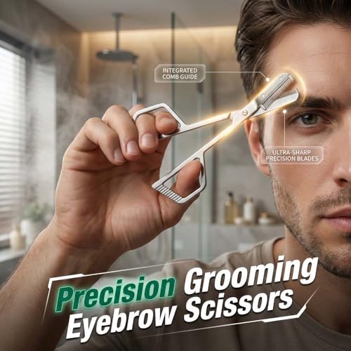 Stainless Steel Eyebrow Scissors with Comb - Precision Trimming Tool