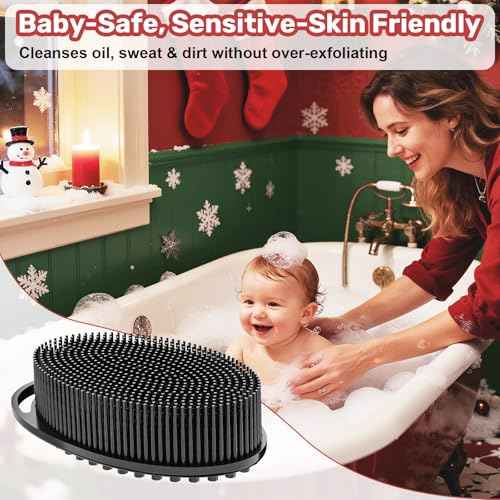 Silicone Body Scrubber - Perfect Christmas Stocking Stuffers for Men, Women, Kids & Teens| Bulk Stocking Stuffers Gift Idea, Exfoliating Bath Brush, Fun Stocking Stuffers Candy Alternative 2025