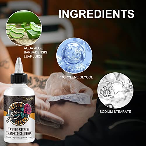Tattoo Template Transfer Gel, Stencil Magic Cream, Tattoo Application Solution for Transfer Paper Machine Stencils, Temporary Supplies, 5.1 fl. Oz; ZYNJ1