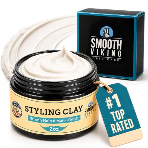 Smooth Viking Hair Clay Men Strong Hold Matte Finish 2oz - Easy Wash Out