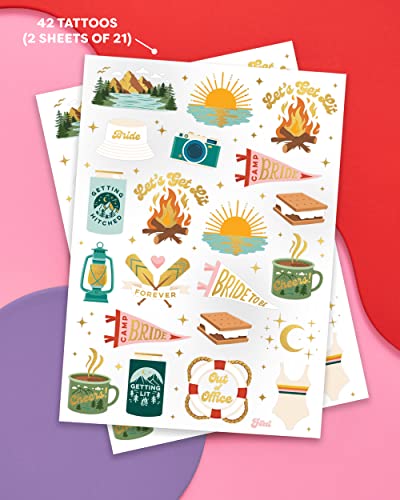 Camp Bachelorette Temporary Tattoos - 42 Gold Foil Designs
