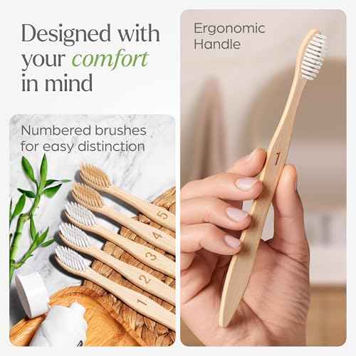 Soft Flossing Bamboo Toothbrushes 10 Pack - BPA Free Soft Bristles Toothbrushes for Adults, Natural Wooden Toothbrush