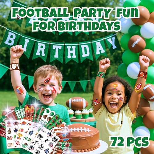 Football Party Favors Set - 48 Tattoos & 24 Slap Bracelets