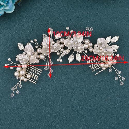 Bridal Hair Accessories, Pearl Adorned Wedding Hair Pieces for Brides, Flower Hair Combs for Bride
