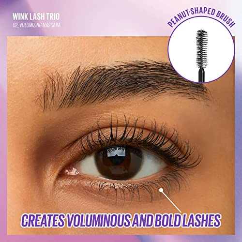 Kaja 3-in-1 Multi-tasking Mascara - Wink Lash Trio | with Panthenol, Clear Eye Lash Serum, Volumizing, Intense Length Mascaras, Black, Eye Irritation Tested