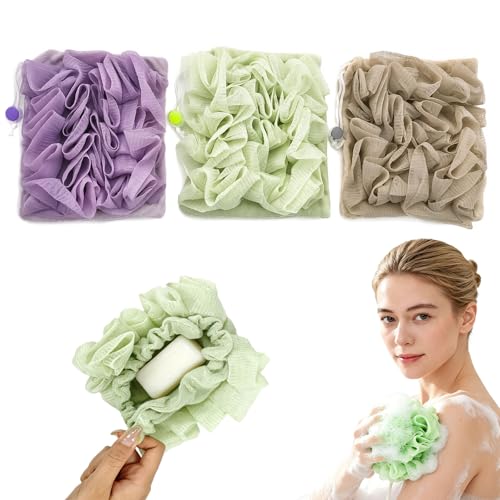 3-Pack Bar Soap Pouch with Loofah Mesh Scrubber
