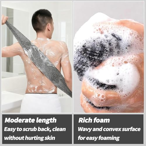 Exfoliating Bath Towel, Premium Microfibre Scrub Towel, Luxury Exfoliating Bath Towel Set, 2-in-1 Exfoliating Towel - Body Scrubber, Double-Sided, Suitable for All Skin Types (Pink)