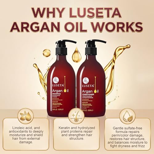 Luseta Argan Oil Shampoo & Conditioner Set, 2x16.9oz