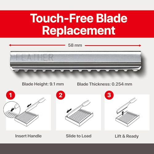 Feather Styling Razor Standard Blades - Professional Hair Cutting Blades for Styling, Shaping, Feathering & Thinning - Stainless Steel Single Edge Guarded Blade - Made in Japan - Refill Pack - 30 Ct