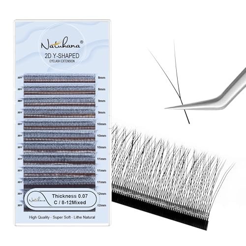 2D Y Shape Lash Extensions 0.07mm C/D Curl 8-12mm