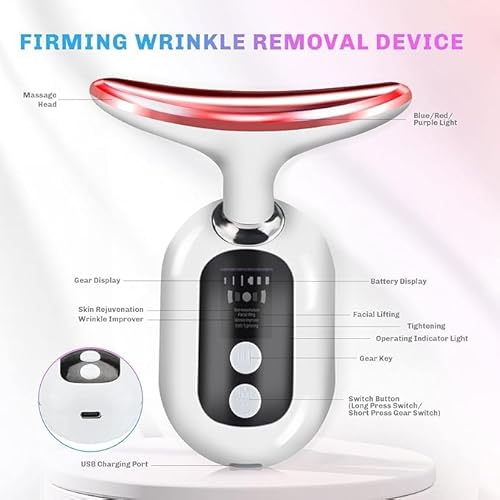 Portable Face Massager with 3 Light Modes?Red for Lifting & Firming, Blue for Skin Vitality, Purple for Smoothing Lines?450mAh Rechargeable Battery,USB Charging?Compact Anti Aging Device