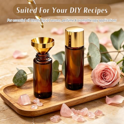 Rose Quartz Roller Bottle 30ml Amber Glass - Essential Oil & Perfume