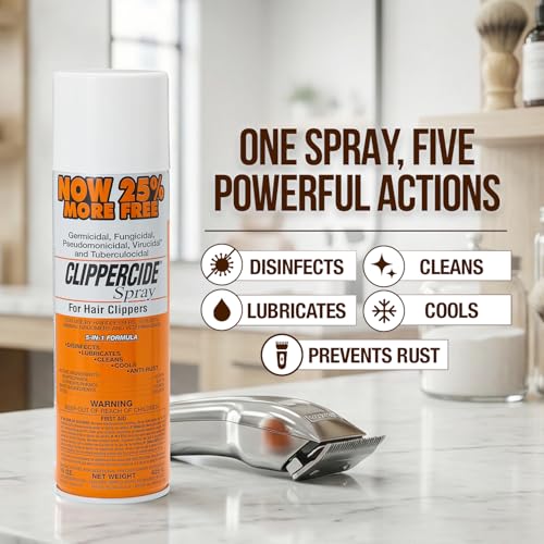 Clipercide 5-in-1 Disinfectant Spray for Clipper Maintenance 15oz - Professional Grooming Tool Cleaner & Lubricant