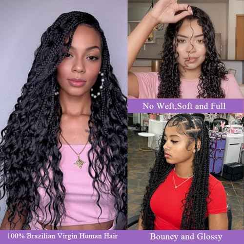 Human Braiding Hair 24 Inch 2 Bundles Human Hair Braiding Hair No Weft Water Wave Bulk Human Hair Extensions for Boho Braids Wet and Wavy 100g