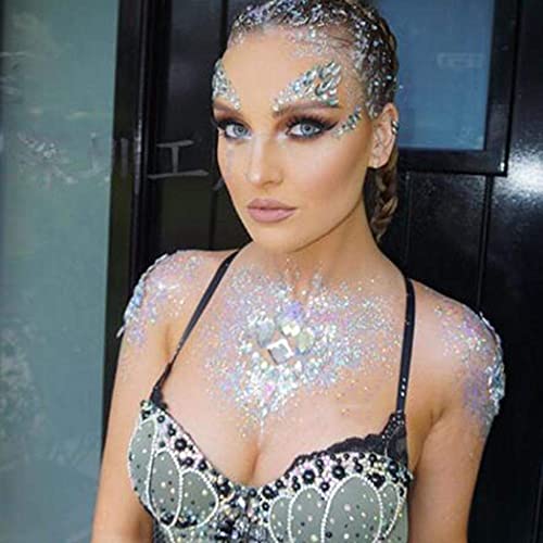 Rhinestone Face Gems Mermaid Face Jewels Rave Party Crystal Body Eyes Jewel Temporary Halloween Face Stickers for Women and Girls 2PCS