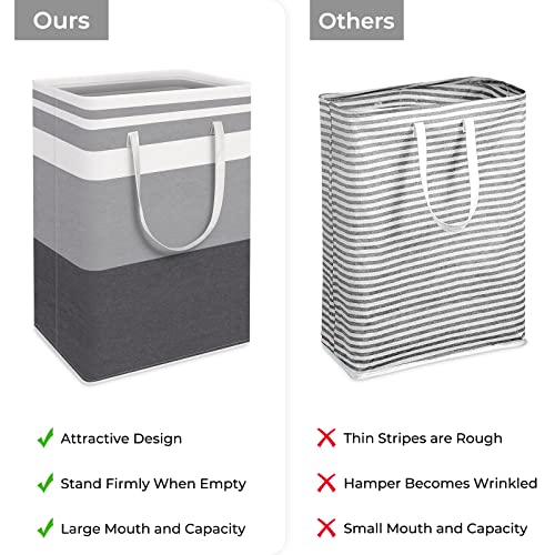 HomeHacks 2-Pack Large Laundry Basket, Waterproof, Freestanding Laundry Hamper, Collapsible Tall Clothes Hamper with Extended Handles for Clothes Toys in the Dorm and Family-(Gradient Grey, 75L)