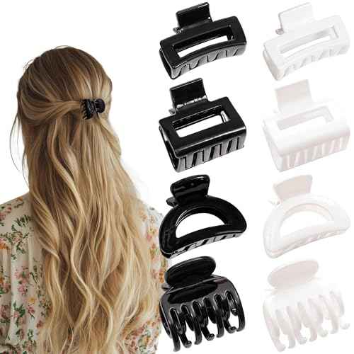 Small Hair Clips for Women Girls, 8 PCS 1.6 Inch Hair Claw Clips for Thin/Medium Thick Hair 4 Style Matte Hair Jaw Clips Non-Slip Tiny Hair Accessories