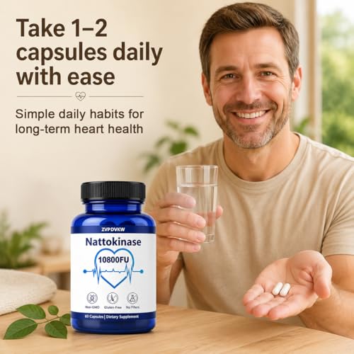 Nattokinase Supplement 10800 FU for Cardiovascular Wellness – 60 Vegan Capsules