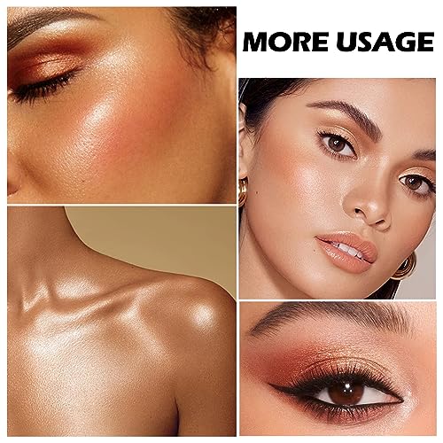 Boobeen Blush and Highlighter Palette- 4-color Metallic Shimmer Shadow Powder, Illuminator Makeup Set for Shading, Highlighting & Defining the Face