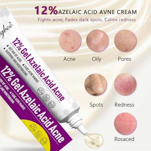 Azelaic Acid, 12% Azelaic Acid For Face Serum Rich in Niacinamide and Hyaluronic Acid, Fades Post Acne Marks and Calms Redness, Formula for Uneven and Blemish Prone Skin Care 1 OZ