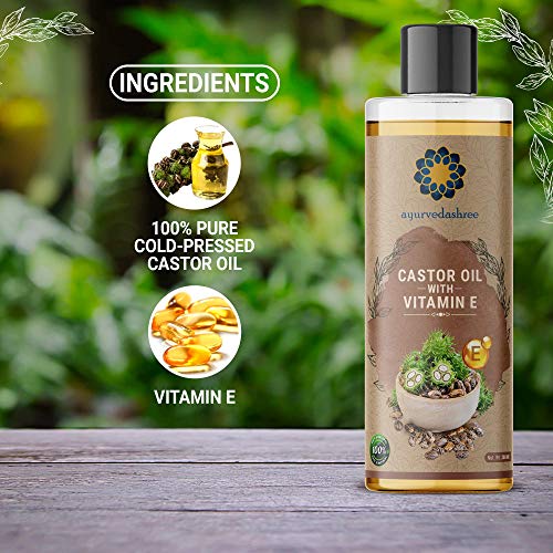 100% Pure Cold-Pressed Castor Oil with Vitamin E 200 ML, 6.76 fl oz - Conditioning & Healing, For Dry Skin, Hair Care, Coldpressed Castor Oil with Vitamin E