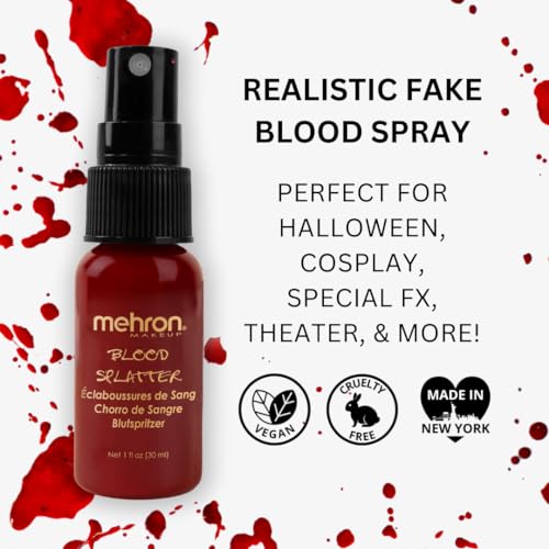 Mehron Blood Splatter Spray | Professional Fake Blood FX 1 fl oz