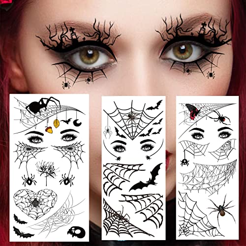 6 Sheet Halloween Spider Bat Temporary Tattoo Stickers
