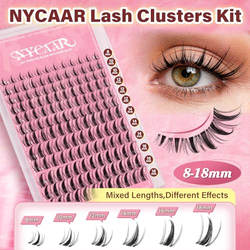 Fairy Lash Clusters Kit - 144Pcs D Curl 8-18mm Wispy Manga Lashes