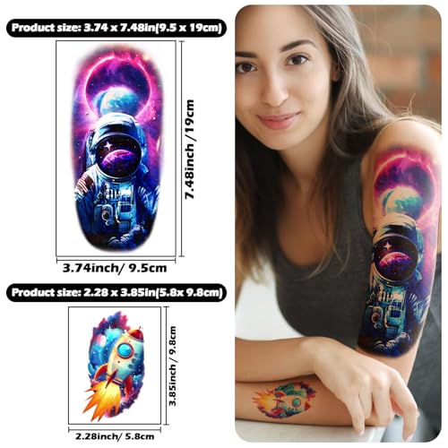 77 Sheets Temporary Tattoos for Adults - Space & Small Designs