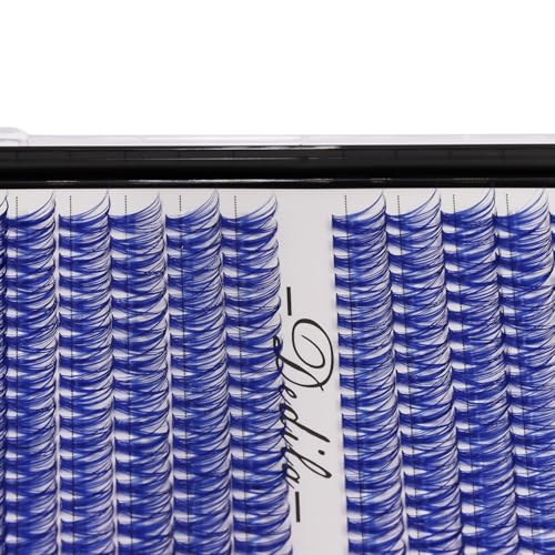 40D Blue Color Individual False Eyelashes D Curl Thickness 0.07mm Makeup Cluster Eyelashes Colorful DIY Eye Lashes (14mm)