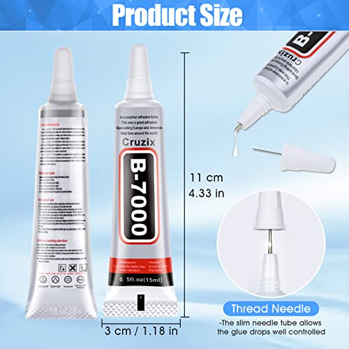 B-7000 Glue for Rhinestones & Jewelry, Clear Adhesive 4x15 ml Cruzix
